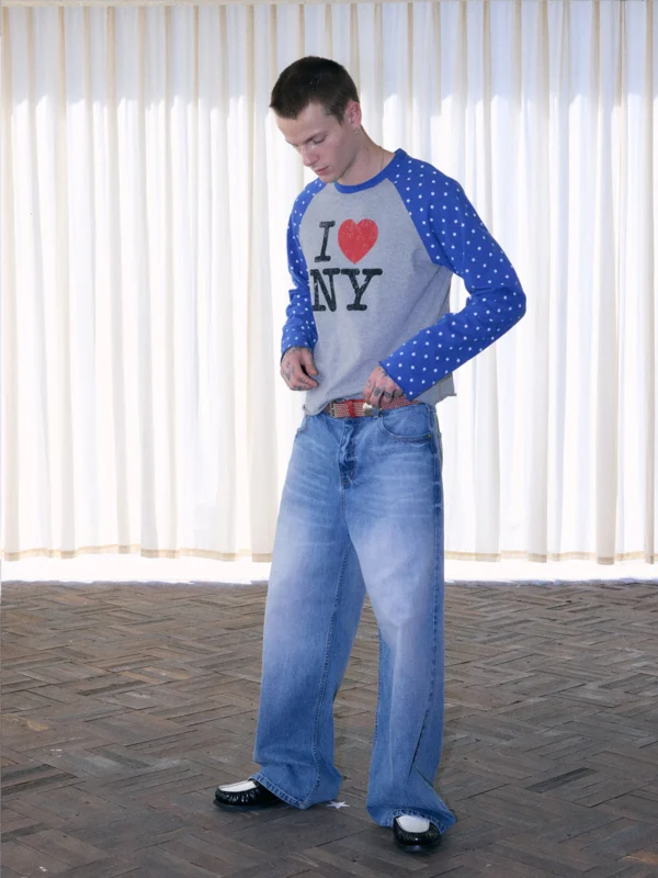 O1CN01I61NuT1PIh8FSKhcT__1032861818 InsGale 25AW 星星點點撞色I LOVE NY長袖T